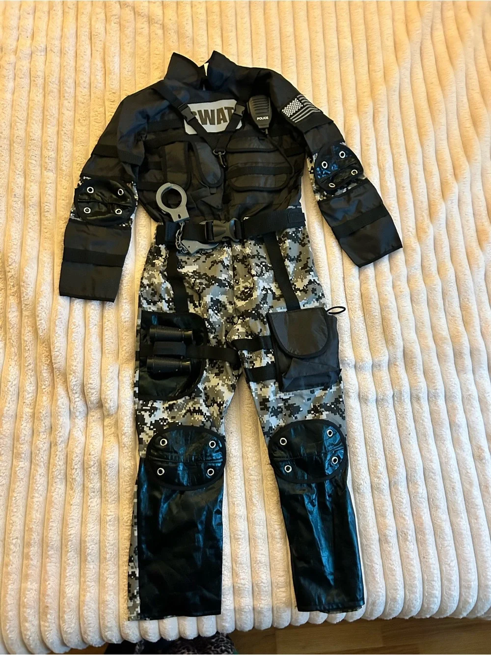 Kids Tactical SWAT Police Costume - Black & Gray Camo